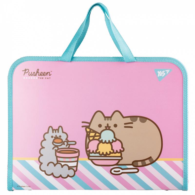 Папка-портфель YES Pusheen Stormy 492238 В4 на блискавці з тканинними ручками (15457091)