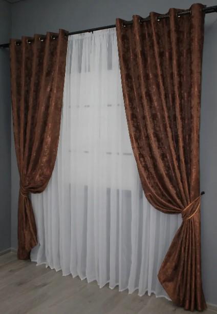 Штори на люверсах жакард Sultan YL 1,5х2,5 м 2 шт. Коричнево-бордовий (1204ш 37-0063) - фото 2 Штори на люверсах жакард Sultan YL 1,5х2,5 м 2 шт. Коричнево-бордовий (1204ш 37-0063) - фото 2