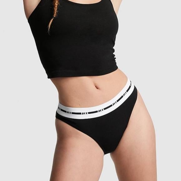 Трусики бавовняні Victoria's Secret Pink Retro Logo High Waist Bikini Panty M Чорний (26693107) Трусики бавовняні Victoria's Secret Pink Retro Logo High Waist Bikini Panty M Чорний (26693107)
