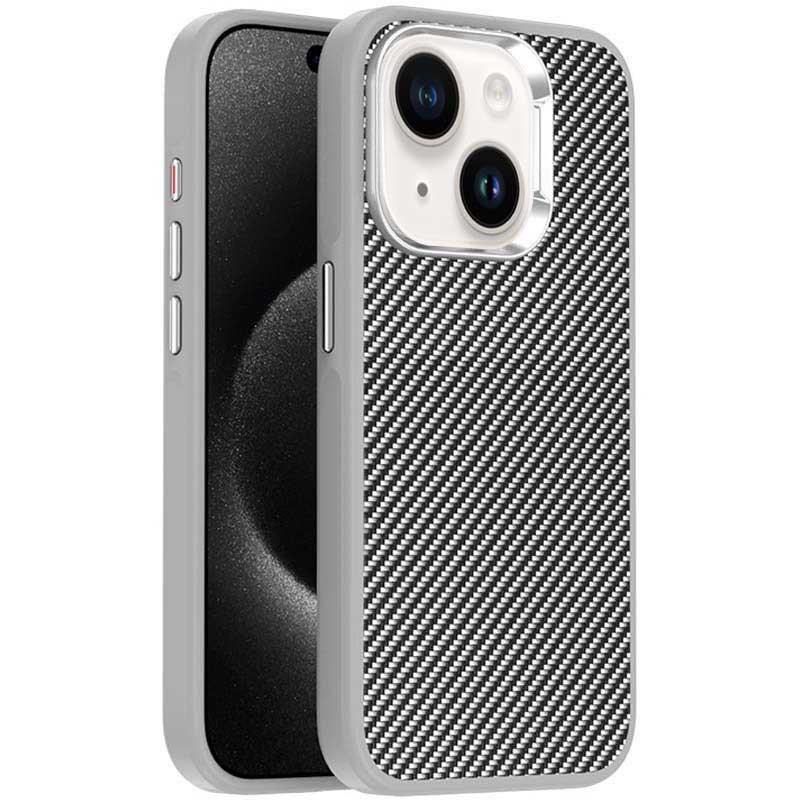 Противоударный чехол TPU+PC Carbon with MagSafe для Apple iPhone 15 (6.1") Grey