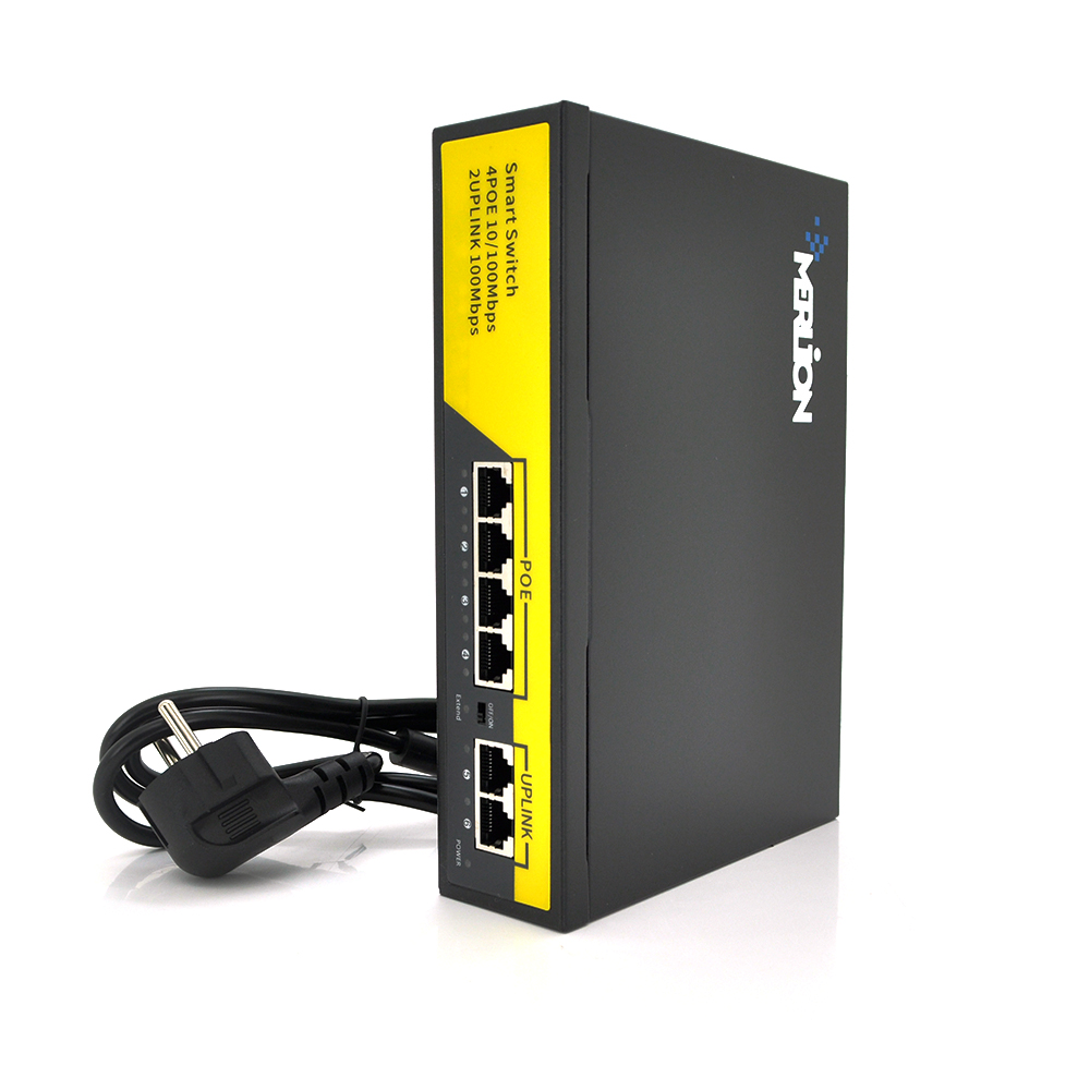 Коммутатор Merlion 4 порта 10/100 RJ45 POE 2 порта Power over Ethernet для IP камер устройство (13196)