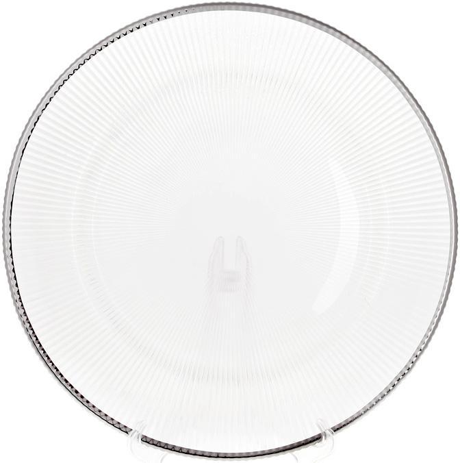 Блюдо сервировочное стеклянное с серебряной каймой Прозрачный 33 см