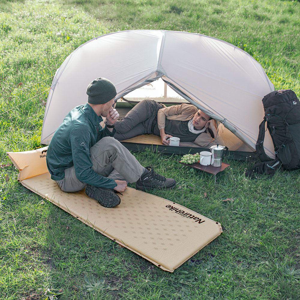 Коврик самонадувающийся с подушкой Naturehike 185х60х2,5 см Бежевый (6927595782576) - фото 5