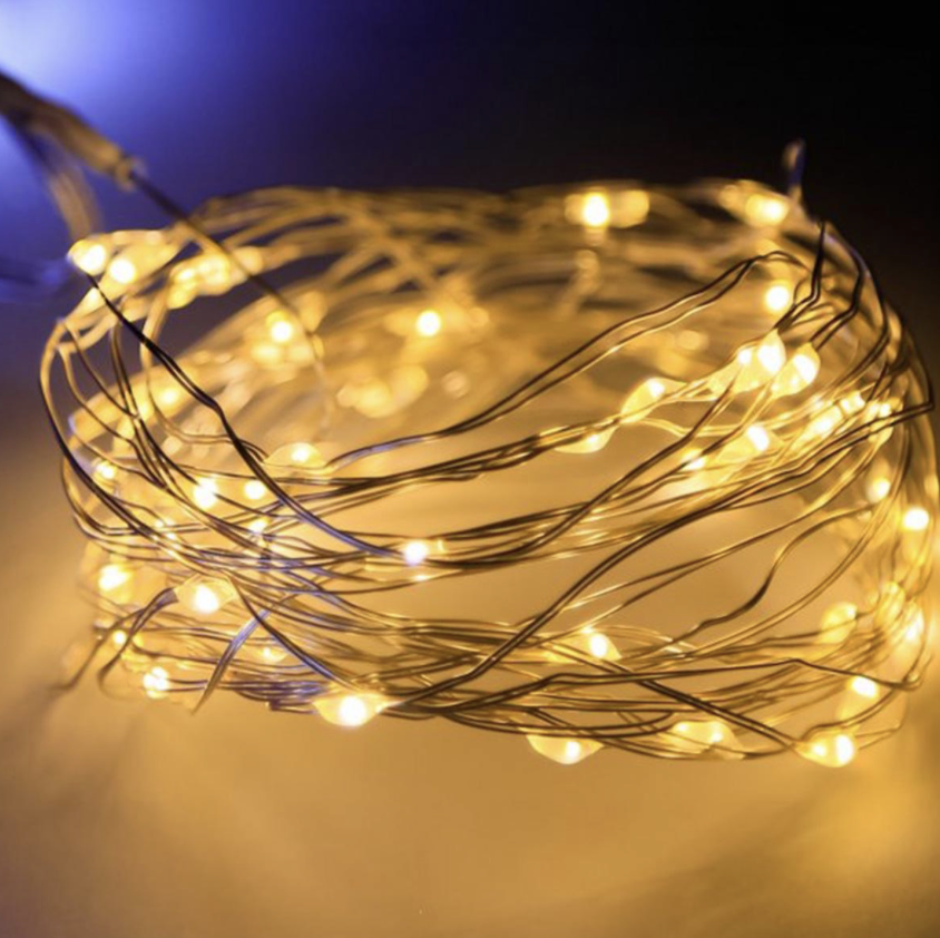 Новогодняя гирлянда Капля росы 100 LED 10 м на батарейках Золотой свет (Е500184) - фото 1 Новогодняя гирлянда Капля росы 100 LED 10 м на батарейках Золотой свет (Е500184) - фото 1