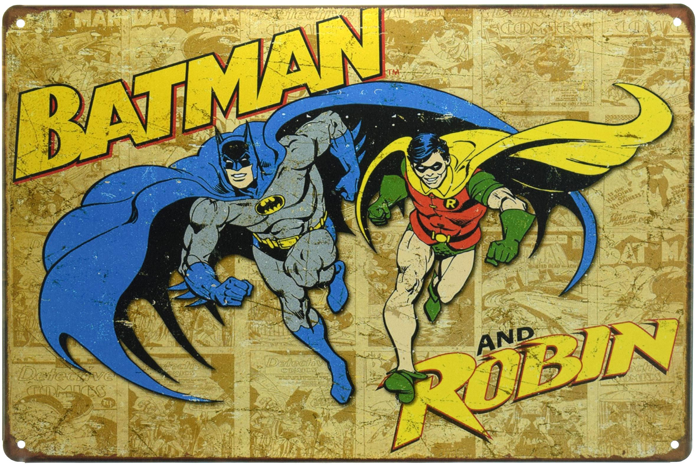 Табличка металлическая Бэтмен И Робин/Batman and Robin 20x30 см