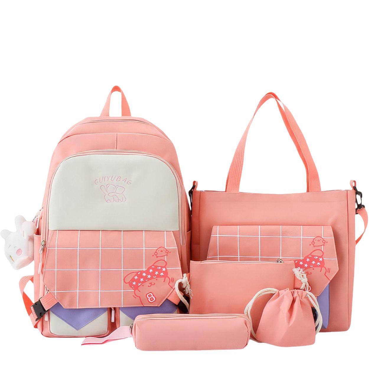 Комплект сумок детский 5в1 с рюкзаком Розовый (0151-1/МК)