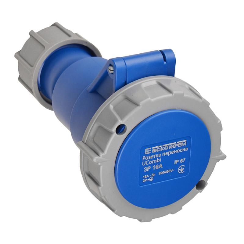 Розетка переносная АСКО-УКРЕМ полиамид серии UСombi 3P 2Р+ РЕ 16A IP 67 (A0080010120)