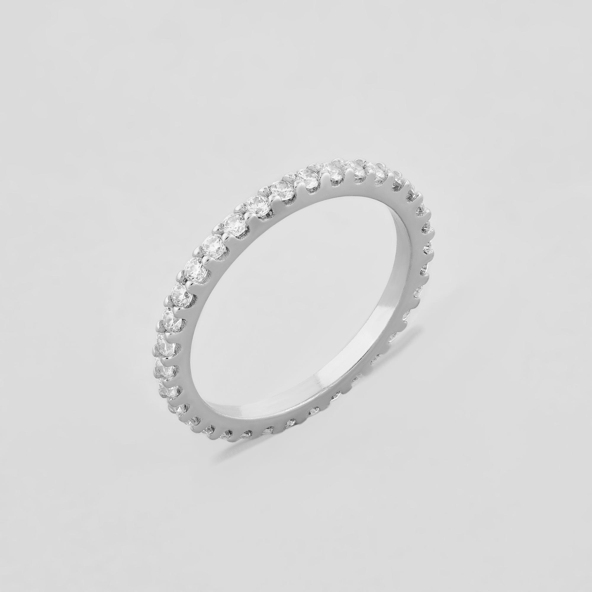 Серебряное кольцо Minimal Художественный образ р. 18 (1102-white-18)