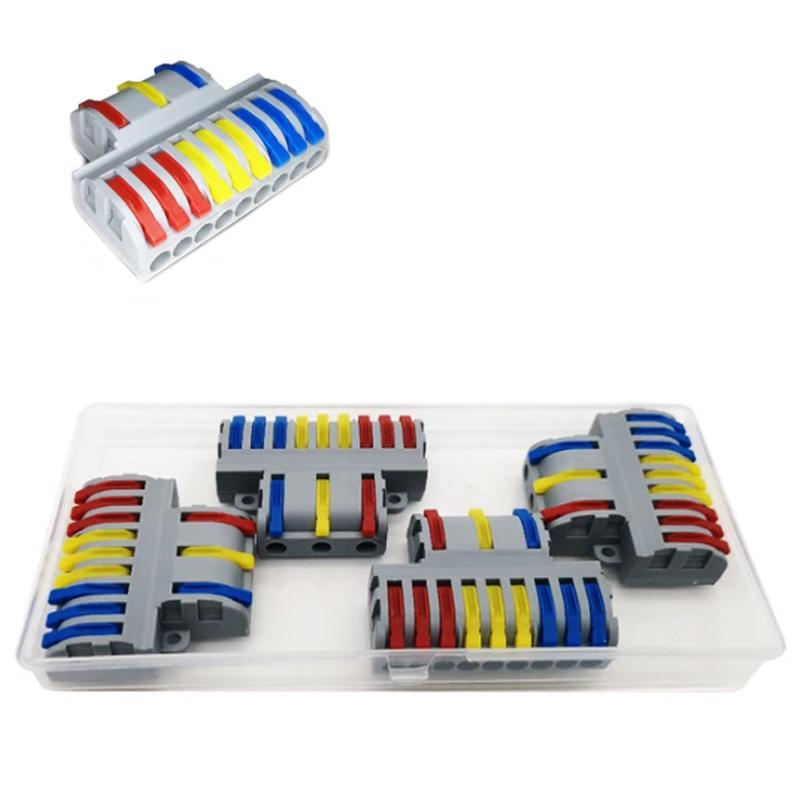 Набір клем Tactix 0,08-4 мм2 32А 1-3+1-3+1-3 розгалужувач одинарний 39х49х14,5 мм 4 шт. Різнокольоровий (SPL-93-4box)