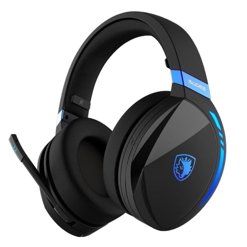 Гарнитура беспроводная Sades SA-201 Warden I Bluetooth 5.0 3,5 мм USB-C Black/Blue (sa201bkb)