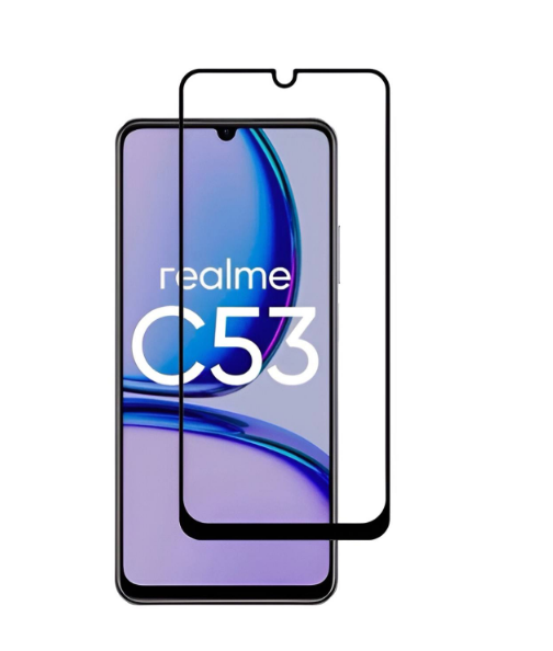 Загартоване захисне скло на Realme C53 з Чорною рамкою