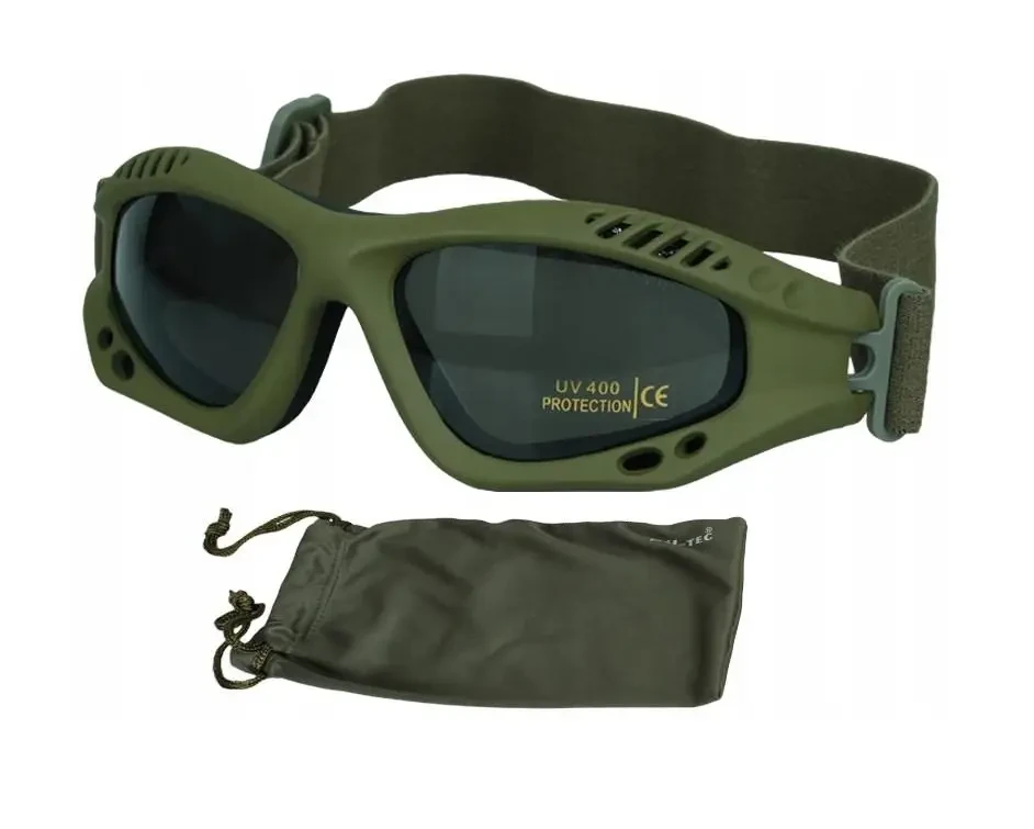 Очки защитные десантные затемненные Mil-Tec Commando Brille Air Pro Olive Smoke (15615301)