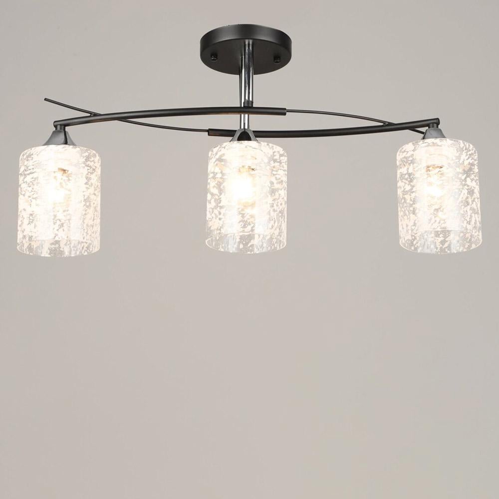 Люстра потолочная Light House SRS-20633/3 Черный/Хром/Прозрачный с белым узором (137866)