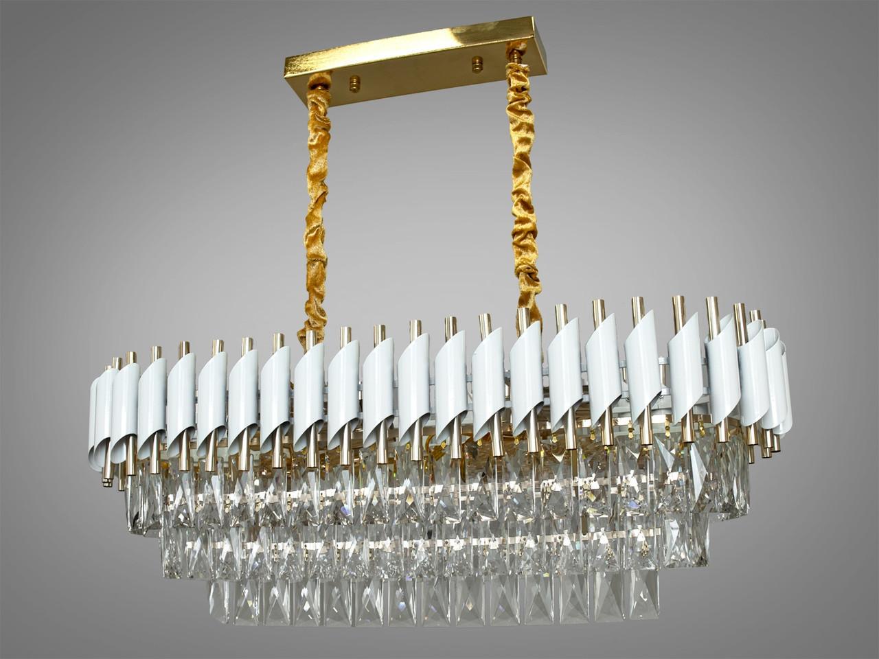 Люстра Diasha 201202/800х300 WH+S-gold кришталева Білий/Золотистий