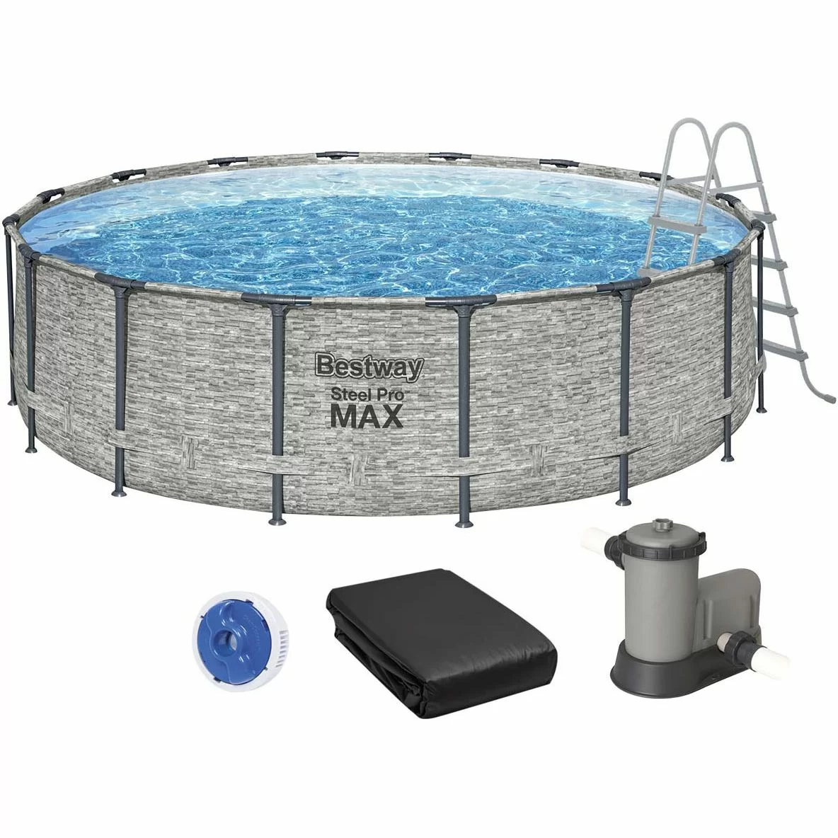 Бассейн каркасный Bestway 5619E с картриджным фильтром лестницей и защитным тентом 488х122 см