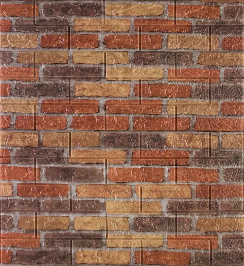 3D-панель самоклеющаяся декоративная Екатеринославский кирпич 700x770x3 мм Бежево-красный