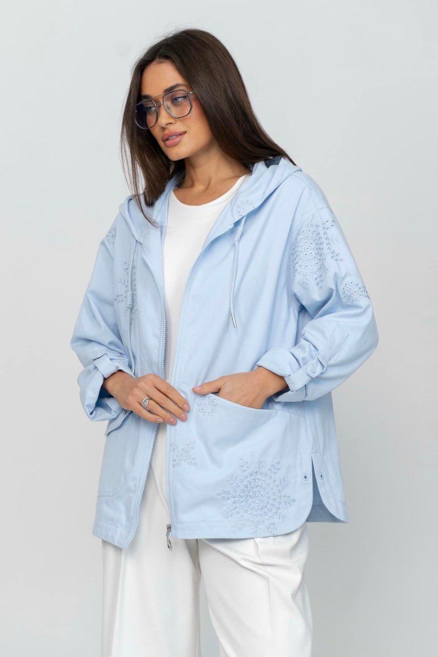 Куртка-вітрівка котонова Рішельє oversize 4XL Блакитний (33356674)