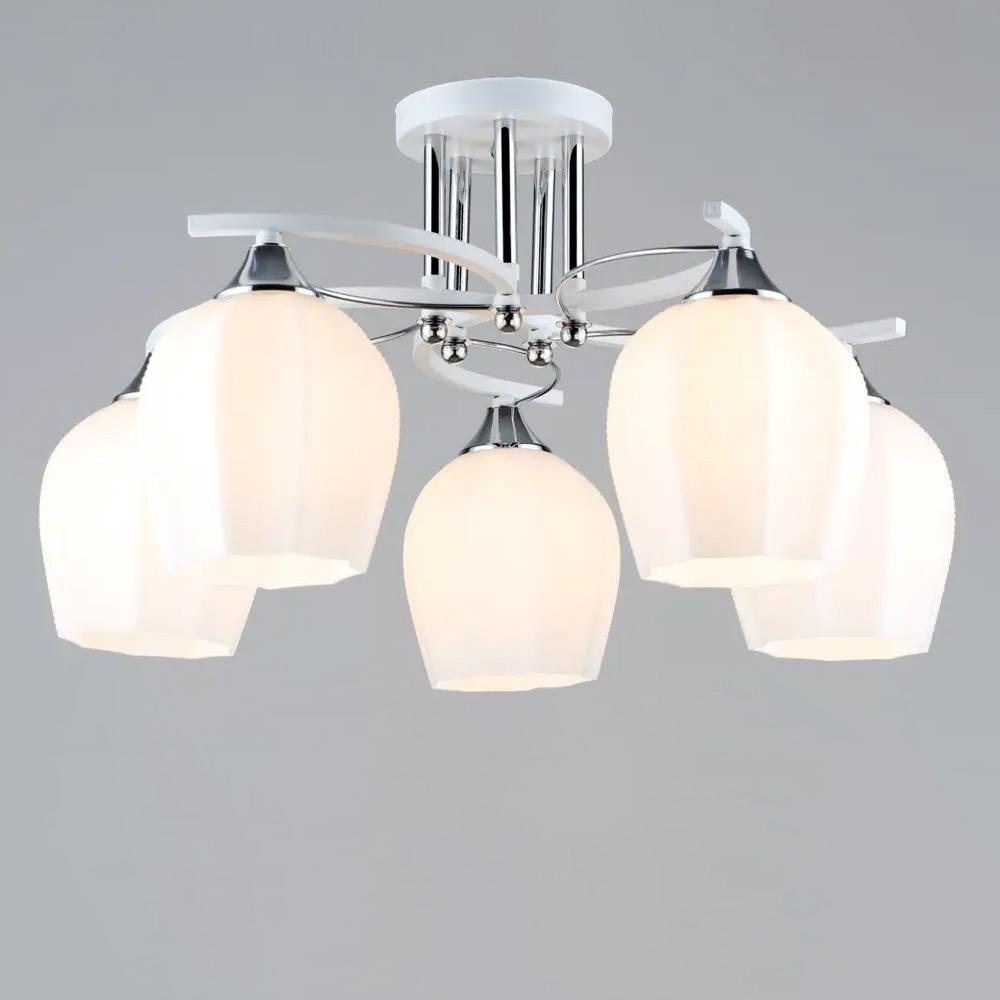 Люстра потолочная Light House SR-19356/5 WT+CR E27 520х290 мм Белый/Хром