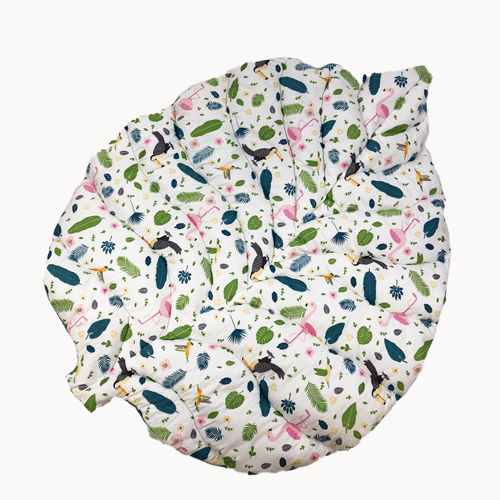 Коврик-листочек Фламинго на белом хлопок/сатин 95х75 см Бирюзовый (MIP-СС-M-02)