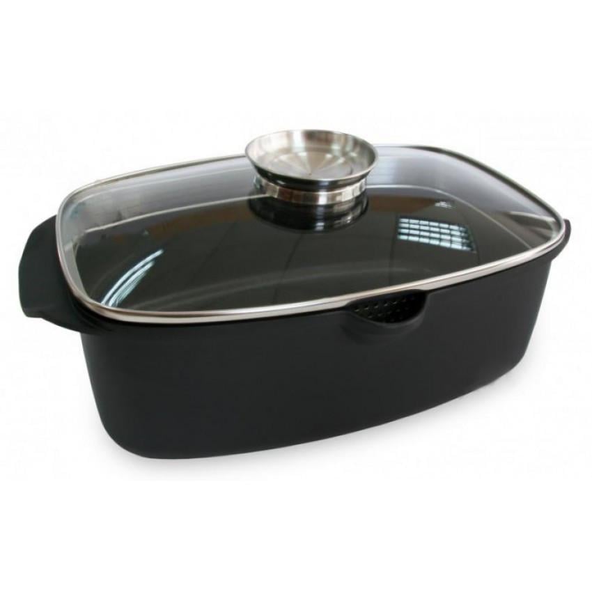 Утятница с крышкой Black Pro New алюминиевая с антипригарным покрытием Lessner 55873 5,6 л