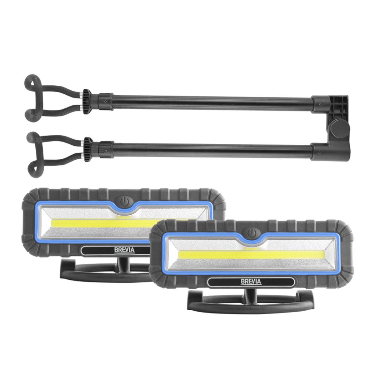 Автомобільна лампа професійна інспекційна Brevia LED 2x10W COB 2x1000lm 2x4000mAh Power BanK type-C 120-190 см (3470) - фото 2