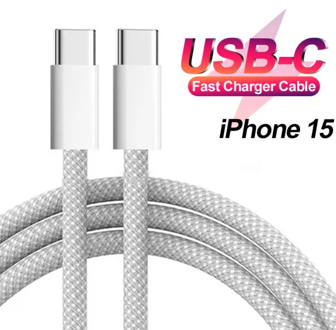 Кабель PD 60W USB-C на USB-C 1 м Woven White - фото 4