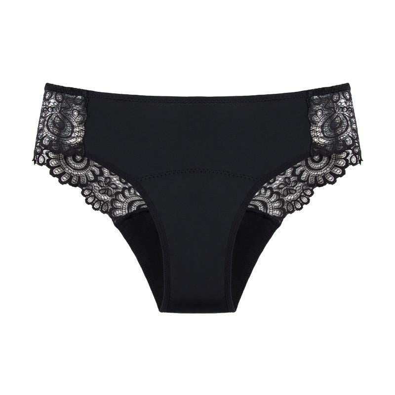 Трусы для месячных с кружевной вставкой сзади со средней посадкой 2XL Черный