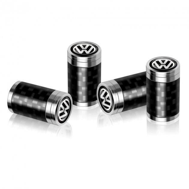Набір ковпачків на ніпель для автомобіля SUNROZ Caps Premium Carbon Volkswagen 4 шт. Silver