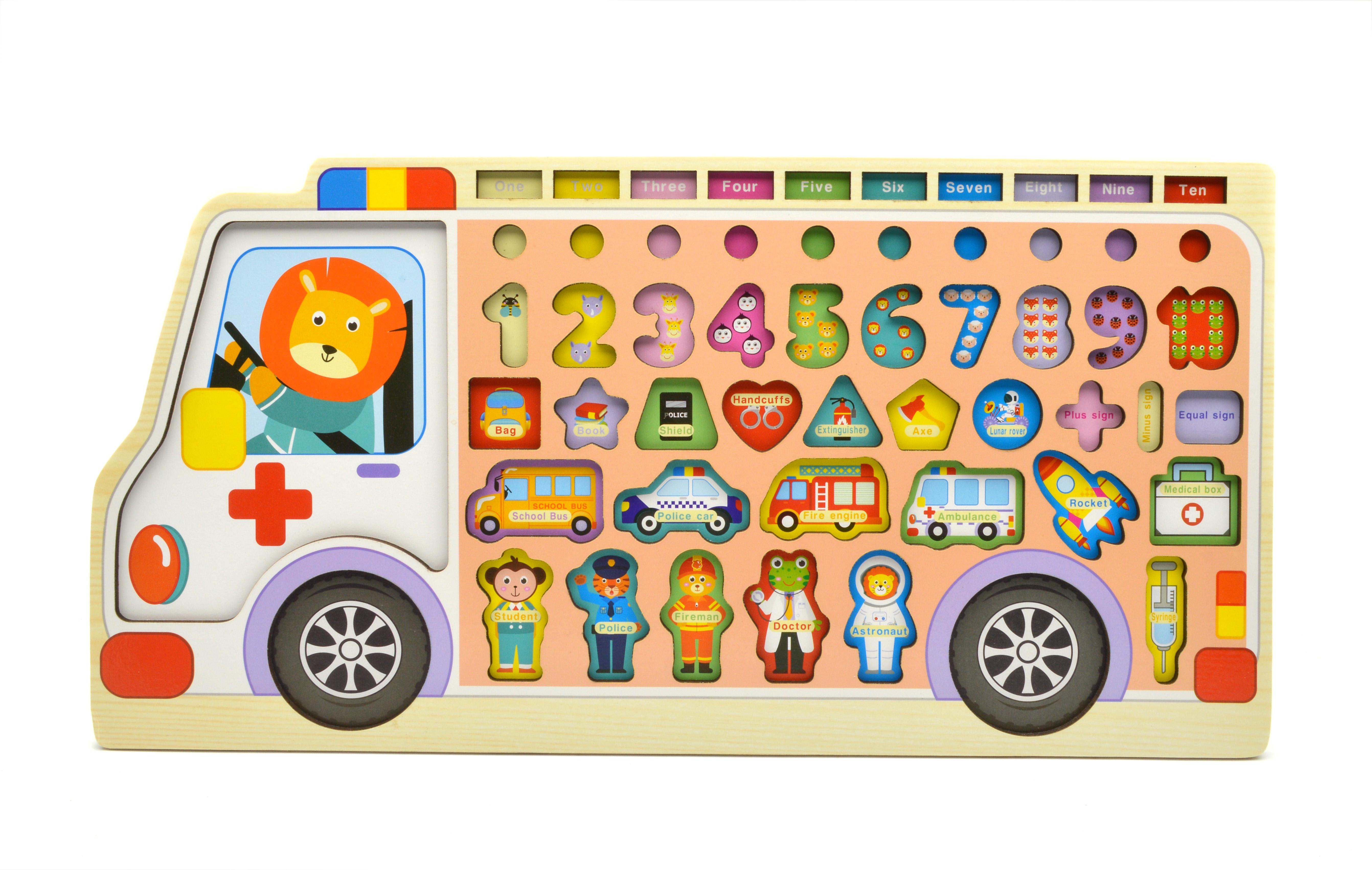 Дошка логічна дерев'яна сортер/риболовля/цифри/форми/кольори/пазли (53625) - фото 3