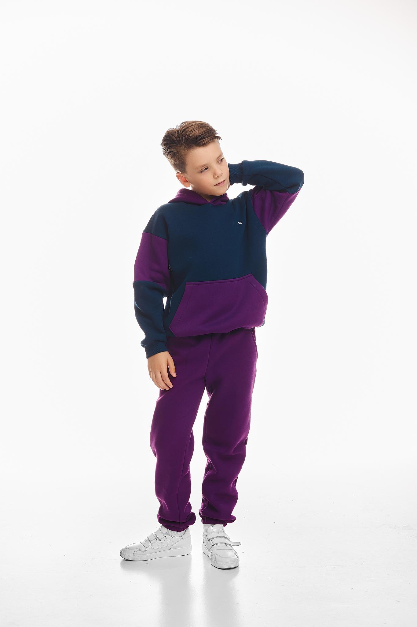 Спортивний костюм дитячий для хлопчика Kindamor Active Heat флісовий 152 см Фіолетовий з синім (1876542625) - фото 4