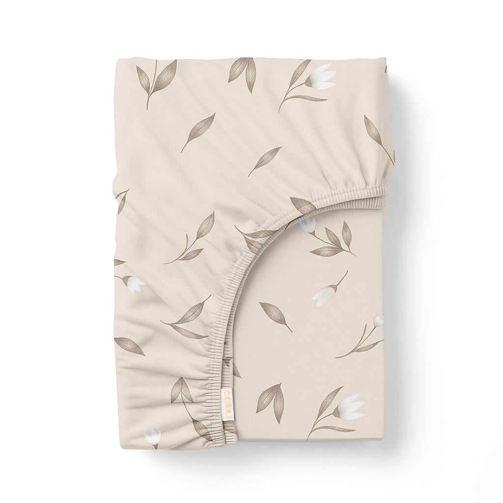 Простынь на резинке Cosas BEIGE FLORAL ранфорс 160х200х20 см (4822052505168)
