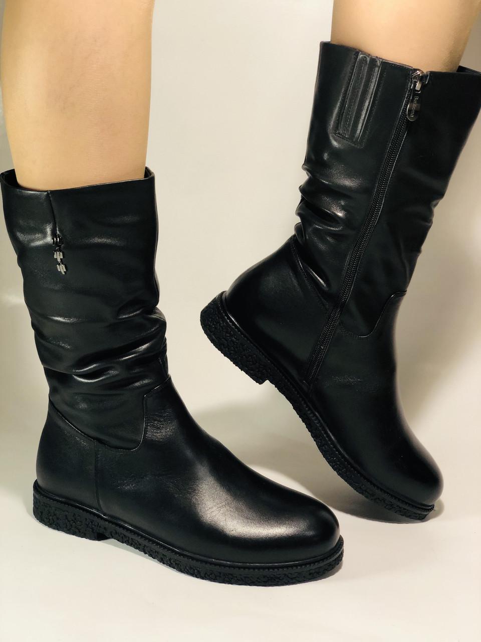 Полусапоги женские зимние Bescone р. 39 25,0 см Черный (2447)