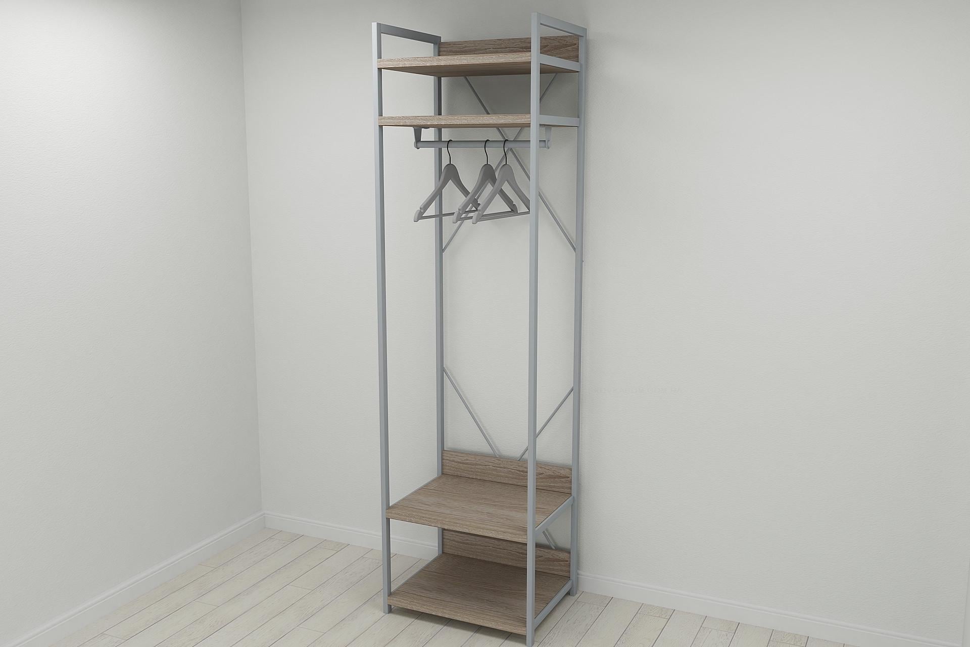 Шкаф-гардероб Ferrum-decor Коннект Уни секция 2 металл/ДСП 32 мм 220x60x50 см Серый/Дуб Сонома Трюфель (FRD-104542)