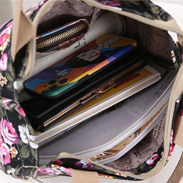 Женская сумка с цветочным принтом 31х25х13 см Бежевый (M00694-1) - фото 6 Женская сумка с цветочным принтом 31х25х13 см Бежевый (M00694-1) - фото 6