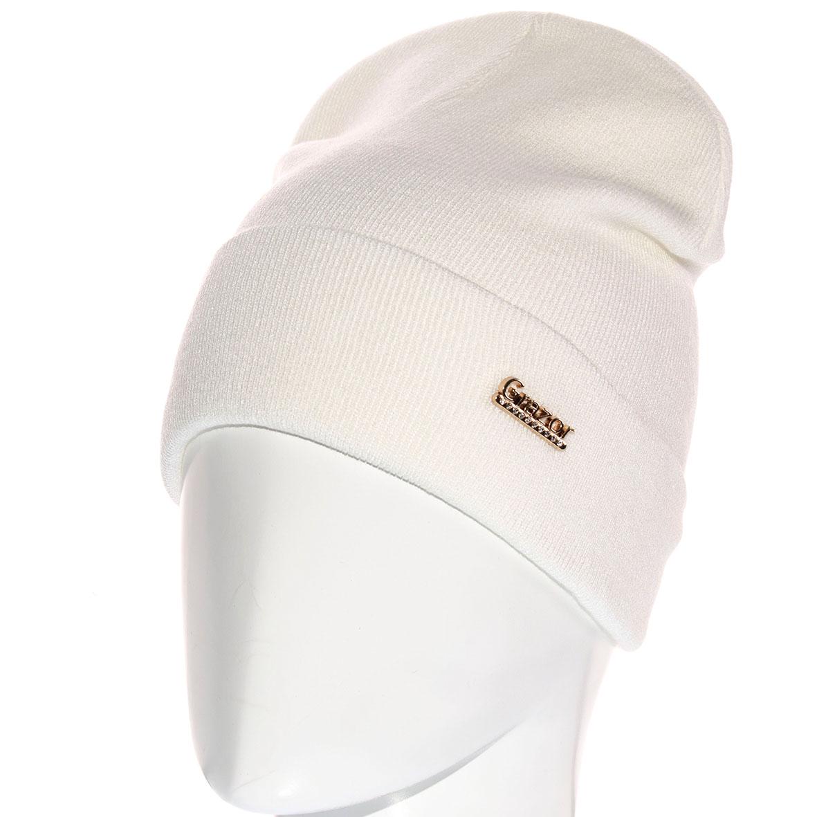 Шапка Sofi SF21106 з відворотом рубчиком подвійна L р. 57-58 Білий