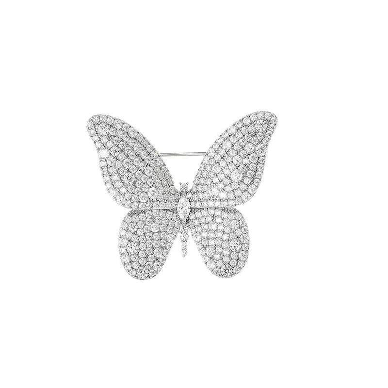 Брошь Танец Бабочки со стразами Серебристый (2789190660)