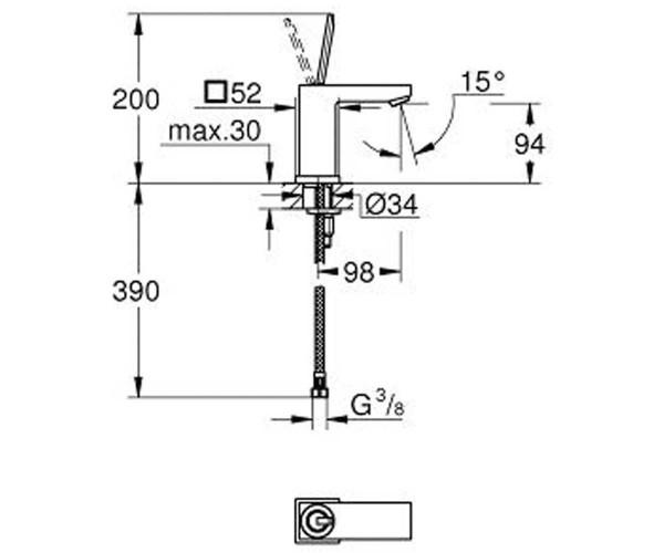 Смеситель для раковины однорычажный Grohe Eurocube Joy 23656000 (25488) - фото 2