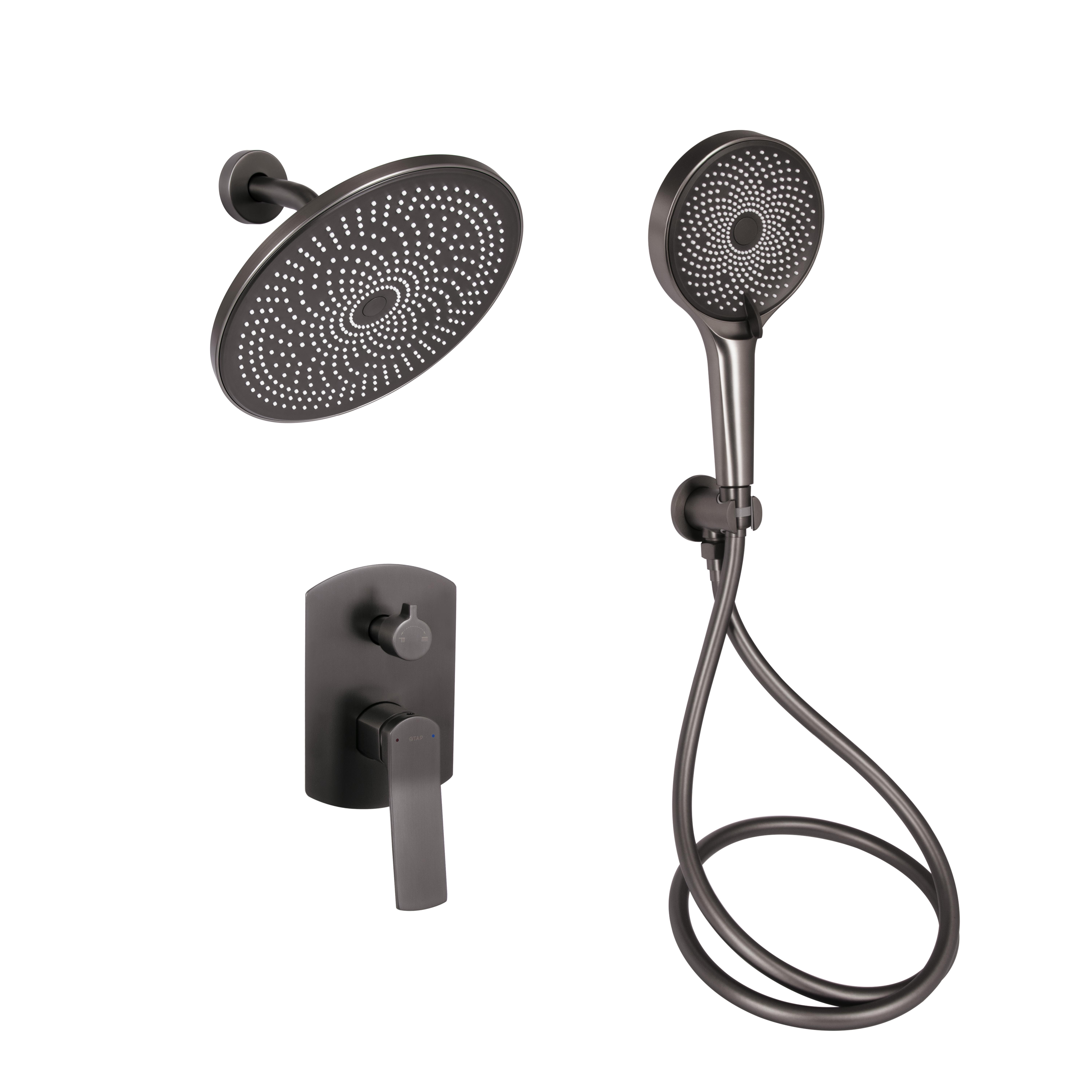 Душева система універсальна Qtap Slavonice QTSLA113GMB45899 Gunmetal PVD прихованого монтажу на два споживачі Black (SD00052023)