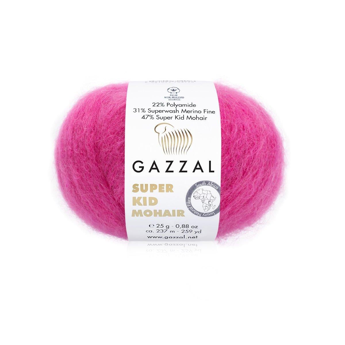 Пряжа Gazzal Super Kid Mohair 64421 фуксія (3927)