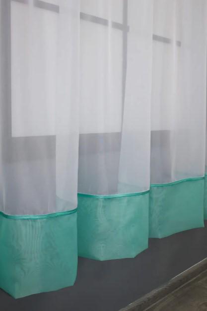 Занавеска на кухню шифон 280х170 см Бирюзовый/Белый (110к) - фото 3