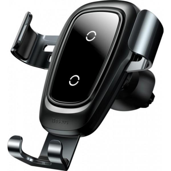 Автотримач з бездротовою зарядкою Baseus Metal Gravity Car Mount 1,7A QC3,0 Black (WXYL-B0A)