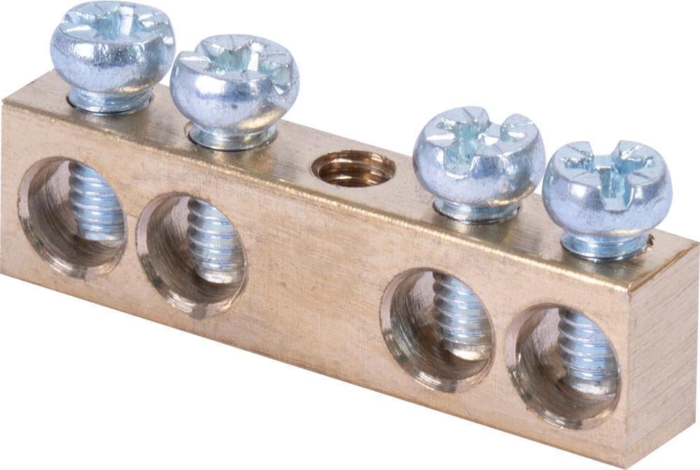 Шина нульова E.NEXT e.bsc.stand.20.4 4 отворів кріплення по центру мідь 6х9 мм (s055001)