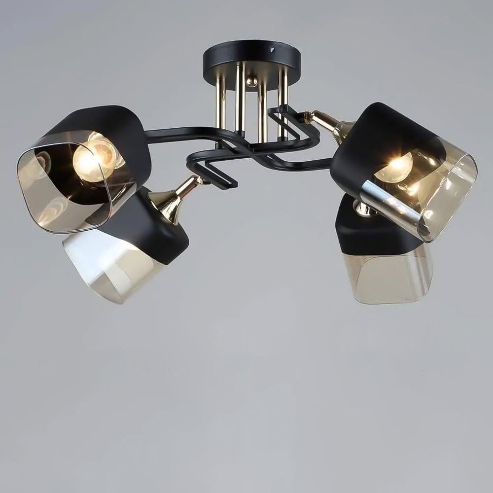 Люстра потолочная Light House SR-19617/4 BK/FGD E27 Золотой/Черный/Янтарный