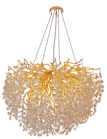Люстра Sirius с хрустальными подвесами под 12 ламп G9 Золотой (WM-7020/800)