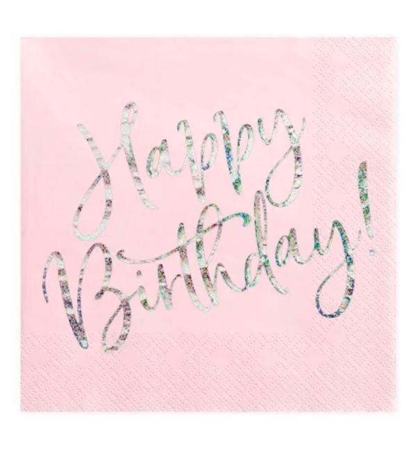 Серветки паперові Party Deco Happy Birthday 33 см 20 шт. Pink (10339) Серветки паперові Party Deco Happy Birthday 33 см 20 шт. Pink (10339)