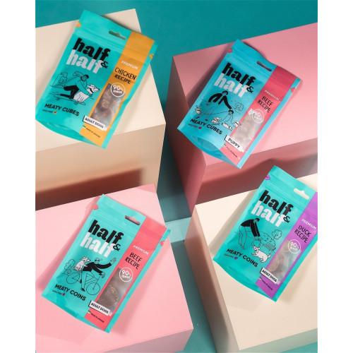 Ласощі для собак Half&Half у формі м'ясних кубиків з куркою 100 г - фото 5