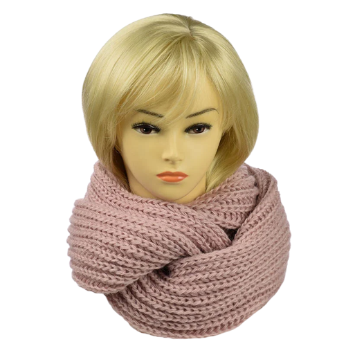 Женский шарф-хомут Английская резинка Пудровый (GSV509)