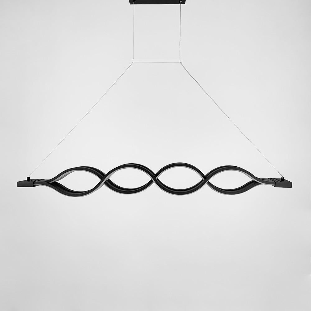 Люстра удлиненная LED волна в стиле hi-tech 56 Вт 100 см Черный (H 23L BK)