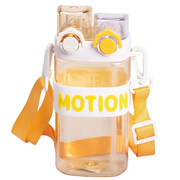 Пляшка для води з трубочкою спортивна пластикова для тренувань 550 мл Жовтий (6783)