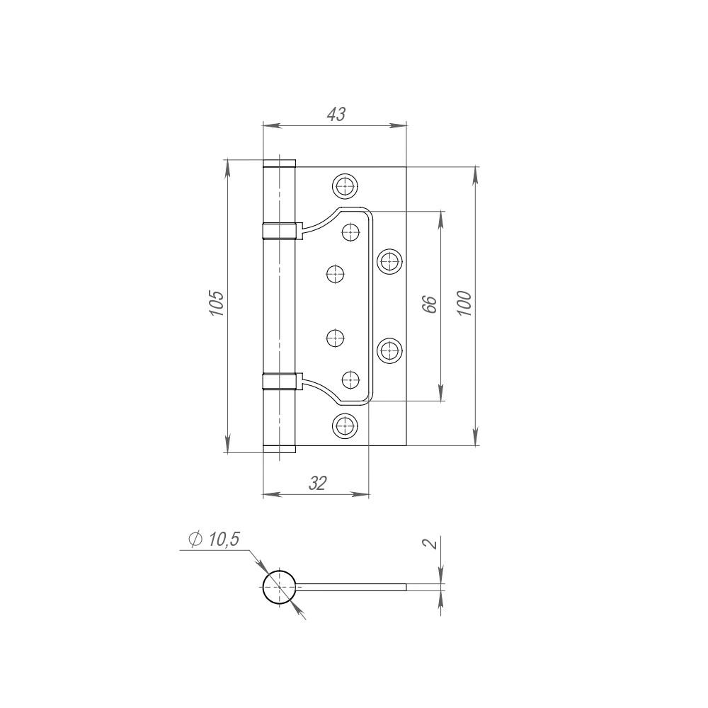 Петля універсальна Fuaro без врізки 300-2BB 100x2,5 Чорний - фото 2